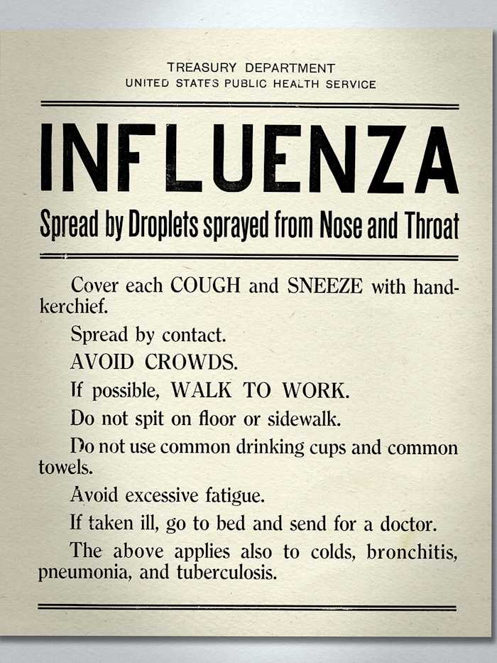 A sign warning about the spread of influenza